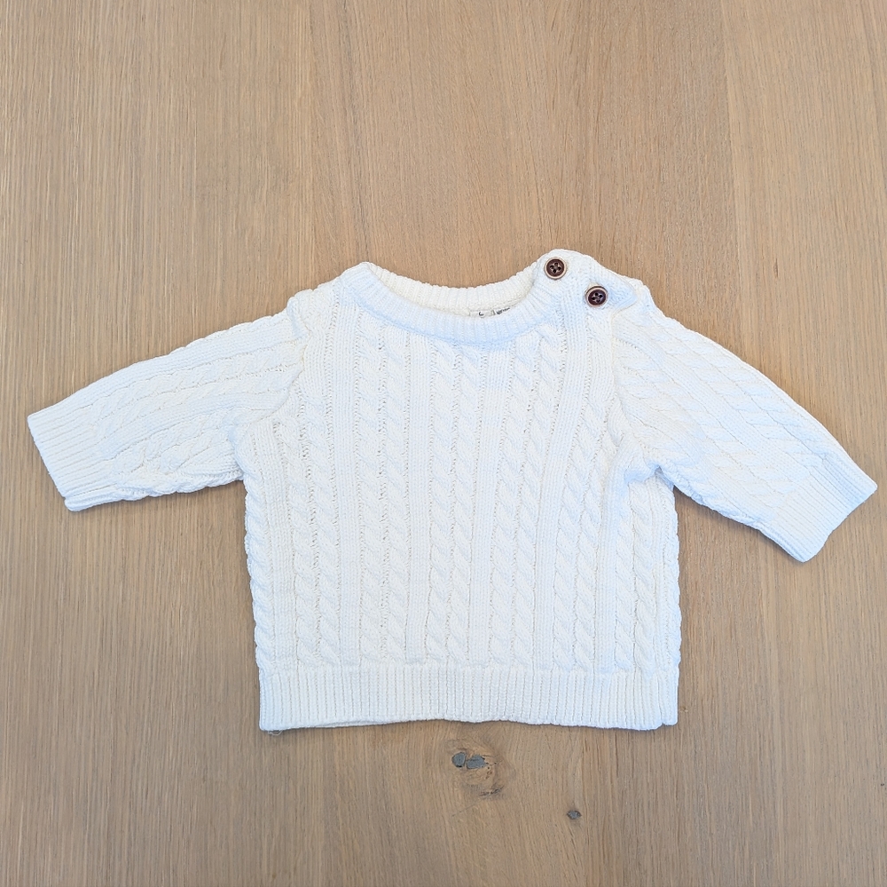 Janie and Jack Cream Cable Knit Sweater